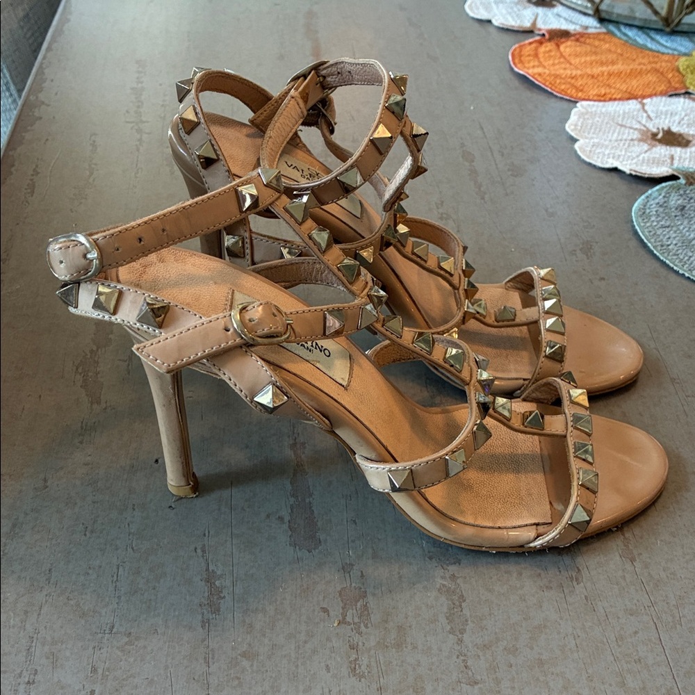 Valentino Rockstud Strappy Heels - Beige - Picture 6 of 14